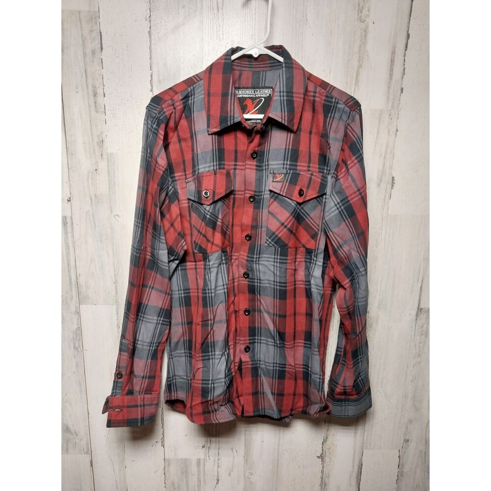 MILWAUKEE LEATHER Plaid Flannel Shirt Mens MEDIUM Motorcycle